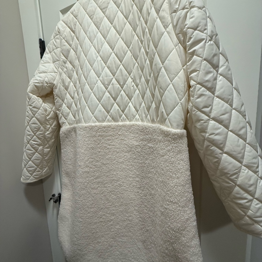 LOFT Cream Quilted Puffer Jacket